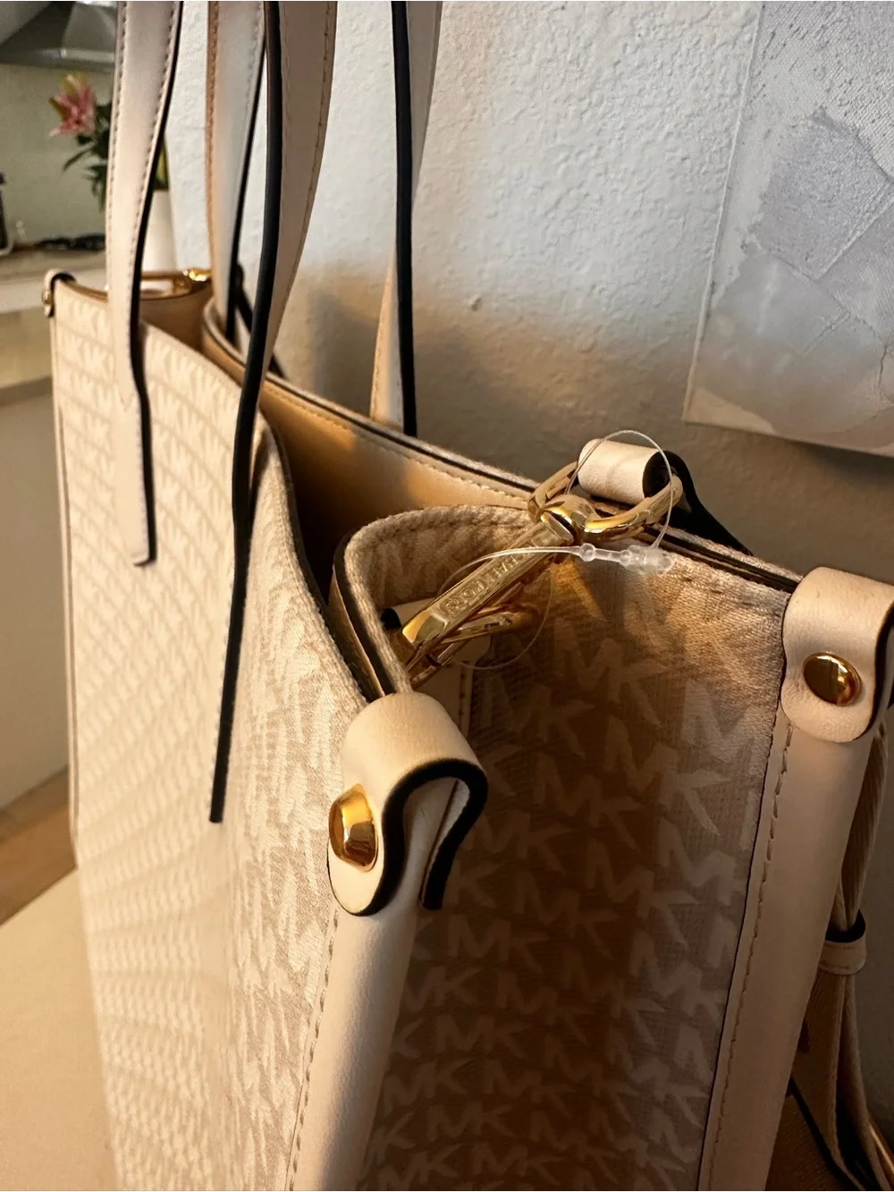 Michael Kors Beige Logo Tote with Branded Strap